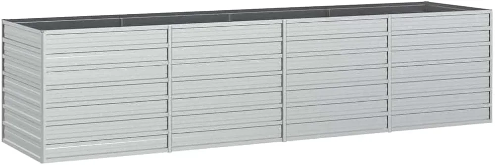 vidaXL Garten Hochbeet Pflanzkasten Pflanzbeet Gemüsebeet Blumenbeet Blumenkasten Frühbeet Gartenbeet Blumenkübel Pflanzkübel 320x80x77cm Verzinkter Stahl Silbern - Bild 1