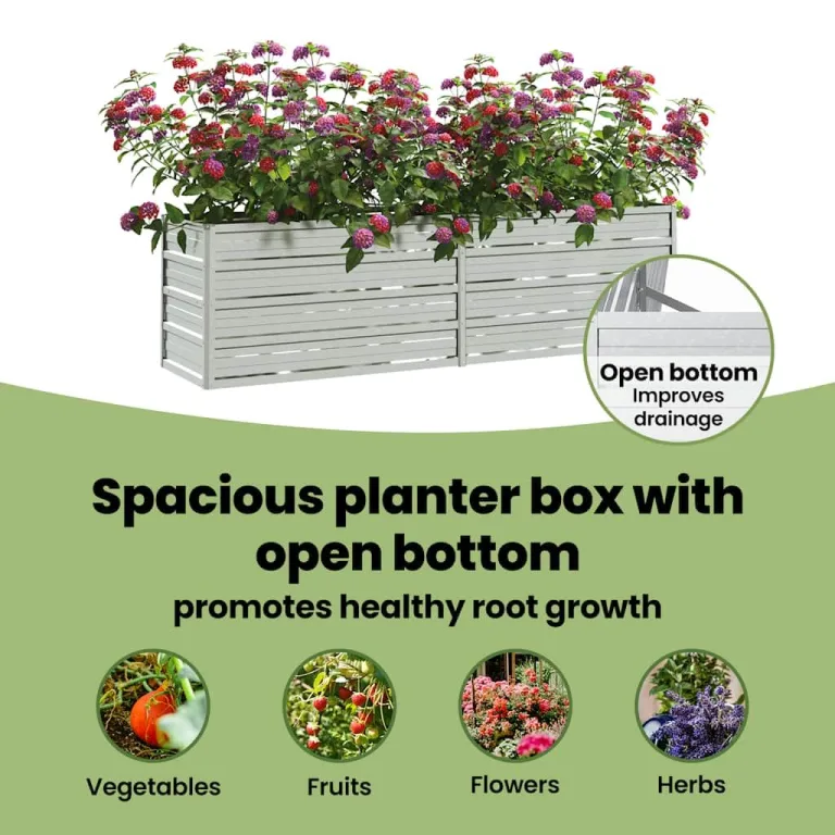 vidaXL Garten Hochbeet Pflanzkasten Pflanzbeet Gemüsebeet Blumenbeet Blumenkasten Frühbeet Gartenbeet Blumenkübel Pflanzkübel 160x40x45cm Verzinkter Stahl Silbern – Bild 6
