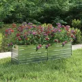 vidaXL Garten Hochbeet Pflanzkasten Pflanzbeet Gemüsebeet Blumenbeet Blumenkasten Frühbeet Gartenbeet Blumenkübel Pflanzkübel 160x40x45cm Verzinkter Stahl Silbern - Thumbnail 2