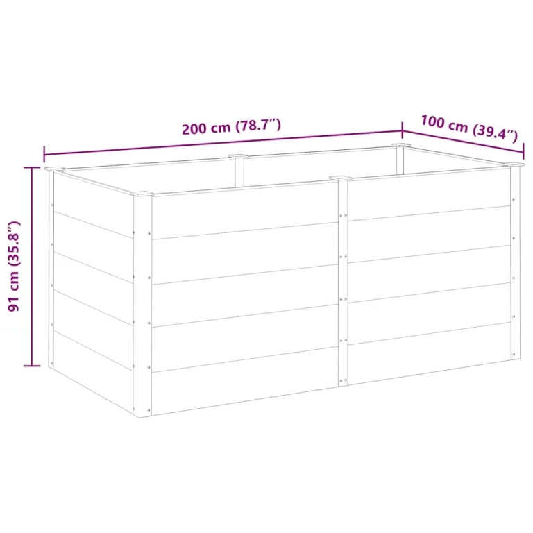 vidaXL Garten Hochbeet Pflanzkasten Pflanzbeet Gemüsebeet Blumenbeet Blumenkasten Frühbeet Gartenbeet Blumenkübel Pflanzkübel 200x100x91cm WPC Grau – Bild 3