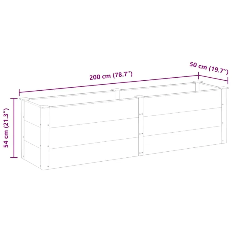 vidaXL Garten Hochbeet Pflanzkasten Pflanzbeet Gemüsebeet Blumenbeet Blumenkasten Frühbeet Gartenbeet Blumenkübel Pflanzkübel 200x50x54cm WPC Grau – Bild 3