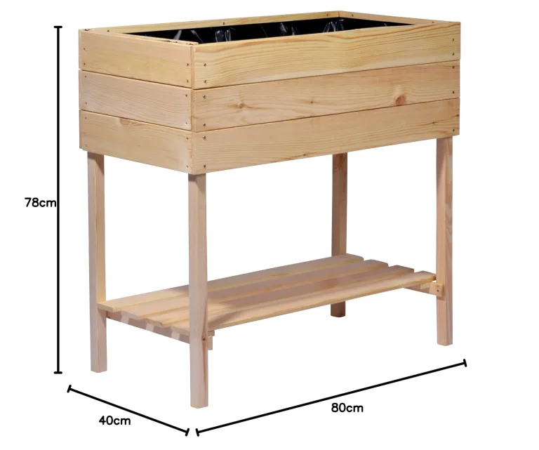 dobar 58176FSCe breites Hochbeet aus Holz mit Ablageboden - Frühbeet Bausatz für Gemüse - Kräuter im Garten und Balkon - L (80 x 40 x 78 cm)- Natur – Bild 10