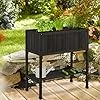 Relaxdays Hochbeet, Folie, Ablage, HxBxT: 80 x 74 x 38 cm, Garten, Balkon & Terrasse, Pflanztisch, Tannenholz, schwarz – Bild 2