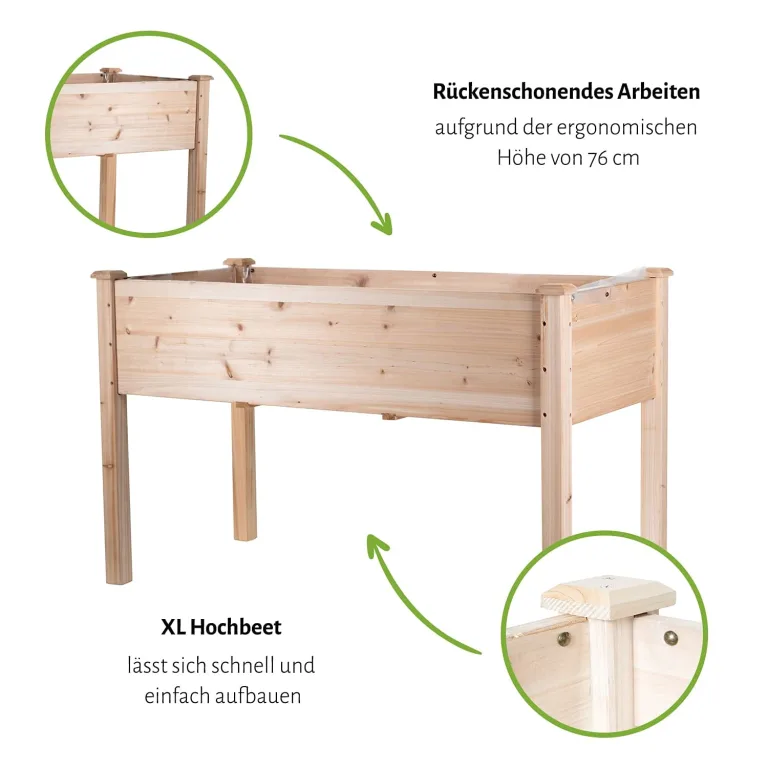 empasa Hochbeet Blumenkasten Kräuterbeet Frühbeet Pflanzkübel Pflanzkasten aus Holz für Garten, Balkon und Terrasse, Ausführung:Raise 1-125 x 59 x 76 cm – Bild 5