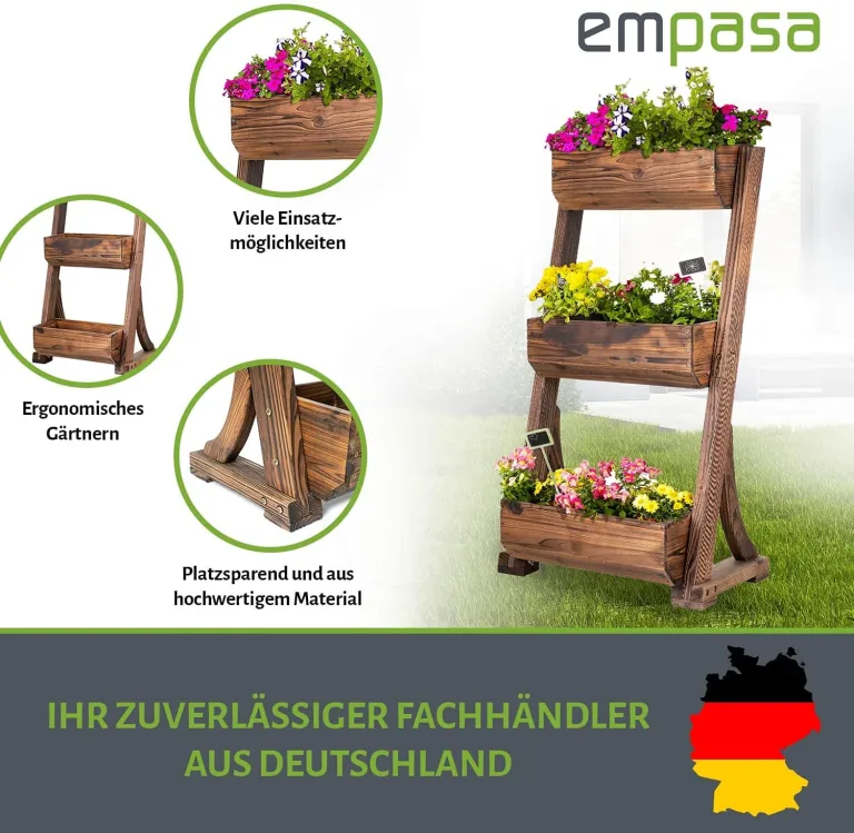 empasa Hochbeet Blumenkasten Kräuterbeet Frühbeet Pflanzkübel Pflanzkasten aus Holz für Garten, Balkon und Terrasse, Ausführung:Raise 3-62 x 47 x 119 cm – Bild 2