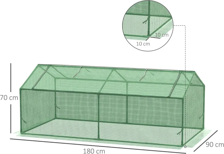Outsunny Foliegewächshaus mit Fenster Treibhaus Tomatenhaus Frühbeet 180 x 90 x 70 cm Grün – Bild 7