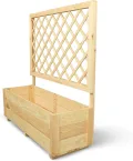 holz4home® Pflanzkasten mit Rankgitter M aus Kiefernholz I 34x98x104 cm I inkl. Gartenhandschuhe & Vlies I Pflanzkübel mit Spalier I Hochbeet für Balkon als Sichtschutz I Blumenkasten - Thumbnail 8