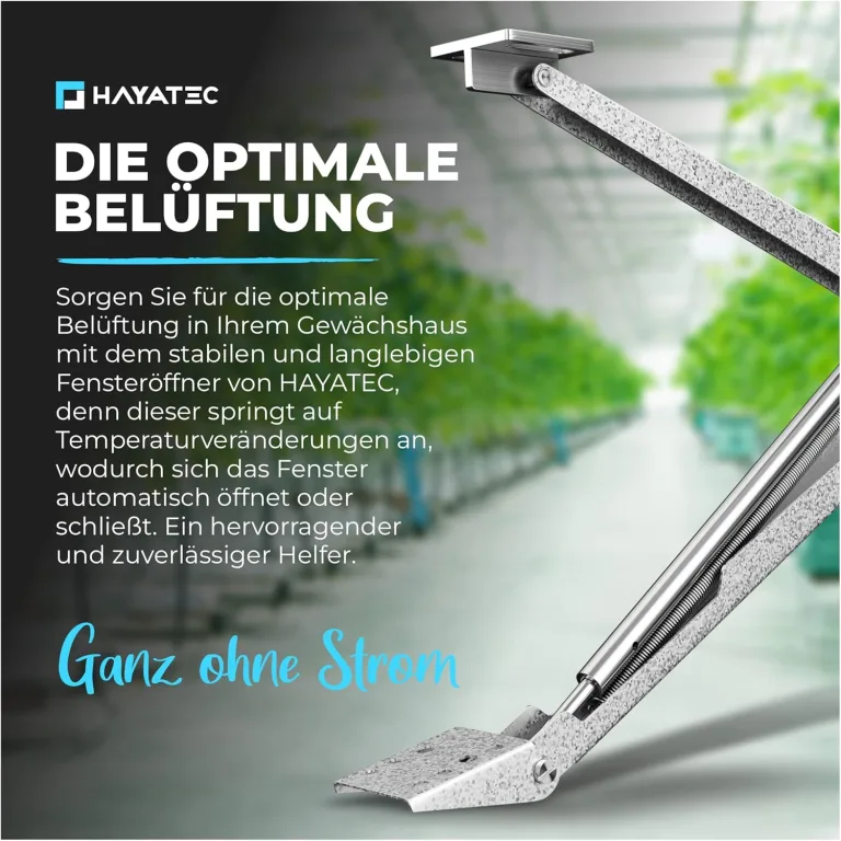HAYATEC Automatischer Fensteröffner Gewächshaus Fensteröffner Fensterheber Gewächshaus – Temperaturgesteuert, ohne Strom, robust & wetterfest – Hubkraft 7 kg, Hubhöhe 40 cm – einfache Montage – Bild 6