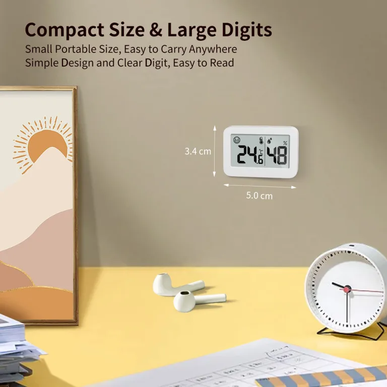 DOOMAY Mini Innenthermometer, Feuchtigkeitsmessgerät mit Celsius (℃), Luftfeuchtigkeitsmesser, digitaler Temperaturmonitor für Gewächshaus, Babyzimmer, Keller, Reptilienbrüter – Bild 4