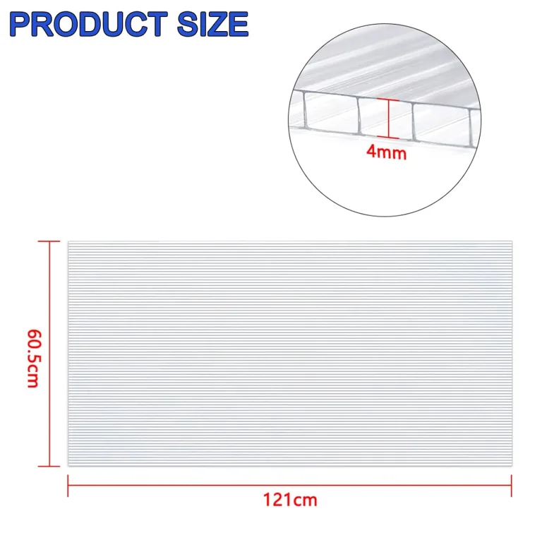 HENGMEI 14x Polycarbonat Platte Doppelstegplatten Transparent 4 mm PC Hohlkammerstegplatten Witterungsbeständig und UV-beständigen für Gewächshaus, Garten Treibhaus, 10,25 m² – Bild 2