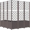vidaXL Pflanzkübel mit Rankgitter Blumenkübel Pflanzkasten Blumentopf Blumenkasten Rankhilfe Spalier Gartenspalier Braun 120x120x136cm PP - Thumbnail 6