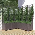 vidaXL Pflanzkübel mit Rankgitter Blumenkübel Pflanzkasten Blumentopf Blumenkasten Rankhilfe Spalier Gartenspalier Braun 120x120x136cm PP - Thumbnail 3