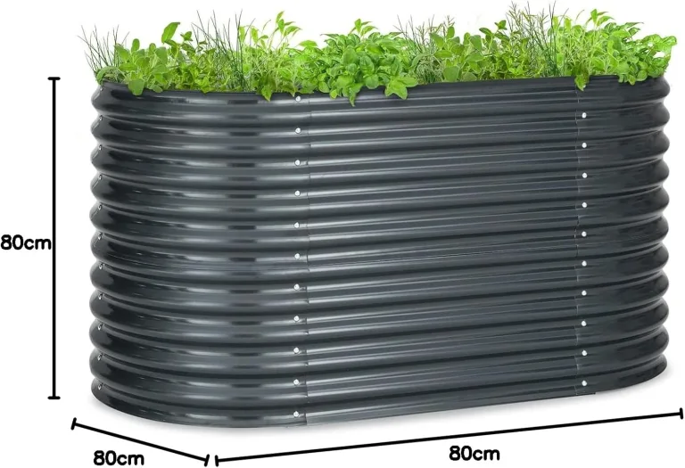 blumfeldt Hochbeet, Großes Kräuterbeet Einfacher Aufbau, Garten & Balkon, Freistehendes Gemüsebeet für Blumen, Obst & Gemüse, aus Metall, Gartenbeet 160 x 80 x 80 cm, Grau – Bild 8
