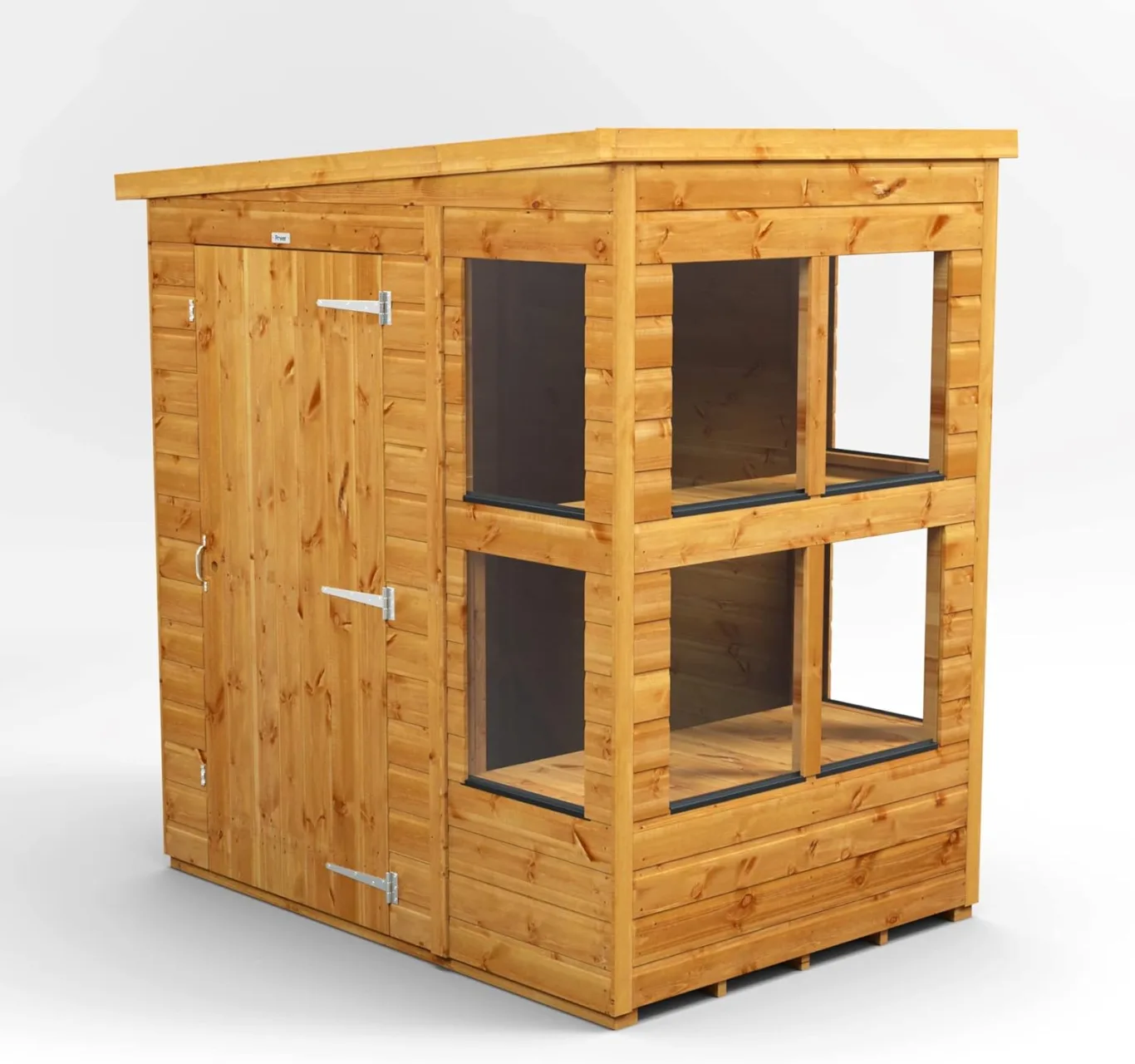 Powersheds Hochwertige Grad Pultdach Holz-Gewächshaus mit Sicherheitsfunktionen, PVC-Fensterbänke, Tür & Fenster anpassbar, aus 12 mm extra dickem Gradsholz & gehärtetem Glas - Bild 1