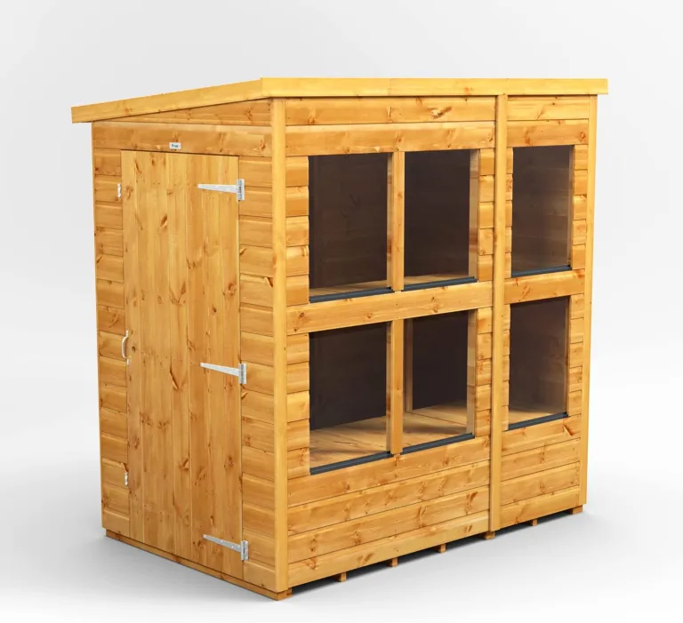 Powersheds Hochwertige Grad Pultdach Holz-Gewächshaus mit Sicherheitsfunktionen, PVC-Fensterbänke, Tür & Fenster anpassbar, aus 12 mm extra dickem Gradsholz & gehärtetem Glas – Bild 6