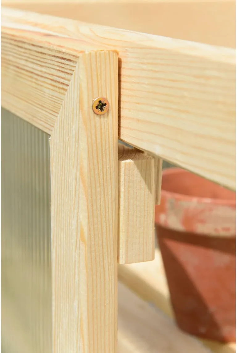 dobar® Großer Anzuchtschrank Dome aus Holz - Gewächshaus mit 4 Ablagen für Innen- und Außenbereich - Treibhaus mit Deckel und Türen - 56 x 52 x 116 cm - Natur – Bild 6