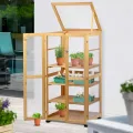 dobar® Großer Anzuchtschrank Dome aus Holz - Gewächshaus mit 4 Ablagen für Innen- und Außenbereich - Treibhaus mit Deckel und Türen - 56 x 52 x 116 cm - Natur - Thumbnail 4