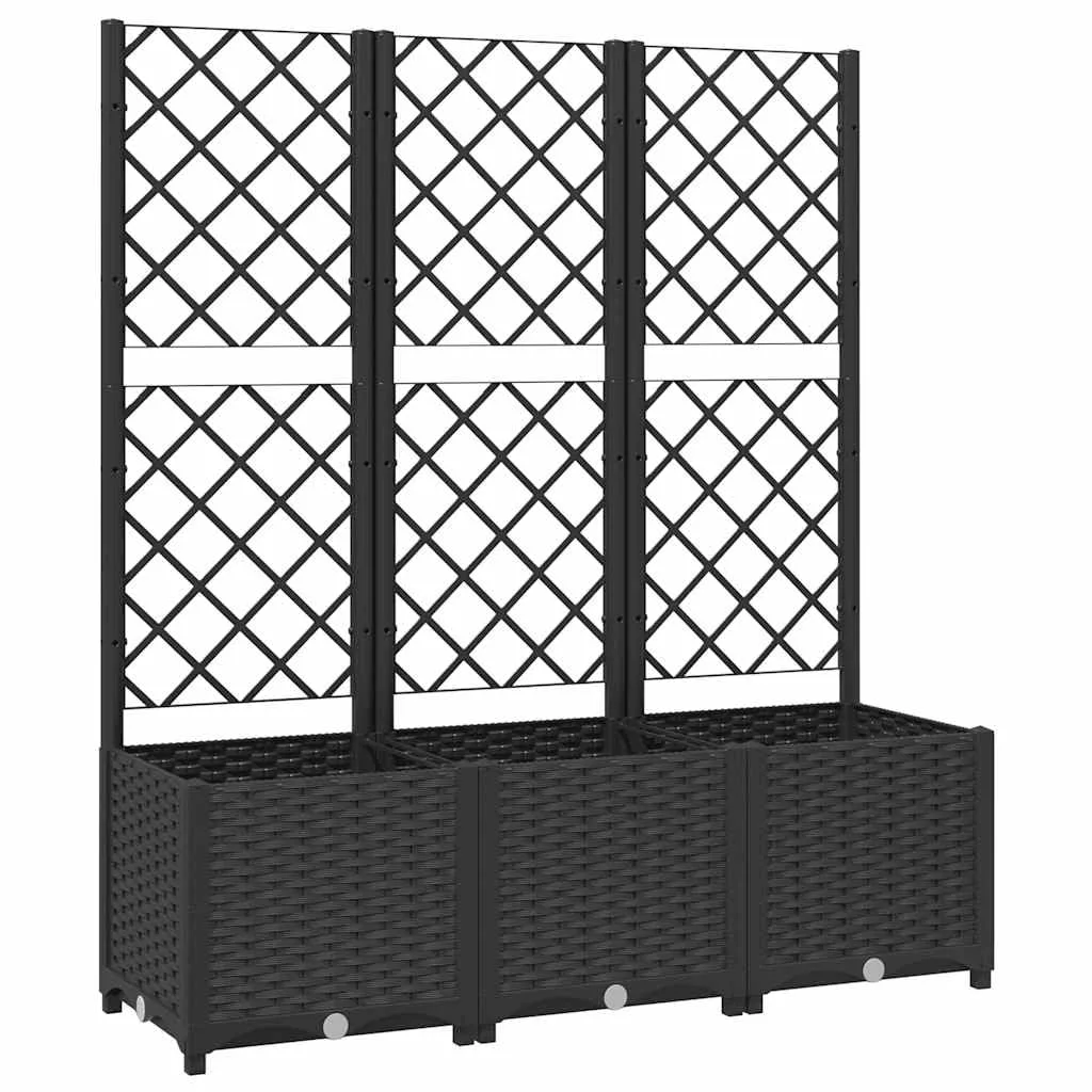 vidaXL Pflanzkasten mit Spalier, PP, Schwarz, 120x40x136 cm, Hochbeet für Terrasse & Balkon, Garten, Pflanzenstütze, DIY Pflanzkasten - Bild 1