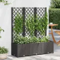 vidaXL Pflanzkasten mit Spalier, PP, Schwarz, 120x40x136 cm, Hochbeet für Terrasse & Balkon, Garten, Pflanzenstütze, DIY Pflanzkasten - Thumbnail 2
