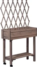 dobar® 58188e rollbares Hochbeet mit Rankgitter | Pflanzkasten auf Rollen | Blumenbeet aus Massiv-Holz | Schmales Kräuterbeet für Garten/Terrasse/Balkon | 79 x 28,5 x 130 cm | Grau - Thumbnail 2