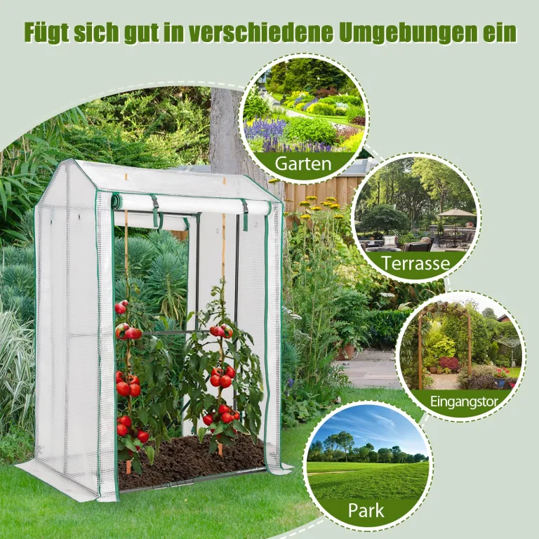 RELAX4LIFE Gewächshaus Klein, Tomatengewächshaus Winter Pflanzenschutz Foliengewächshaus, Tomatenhaus mit Bodennägel für Gemüse Blumen Balkon Garten (100 x 81 x 150 cm, Transparent) – Bild 7