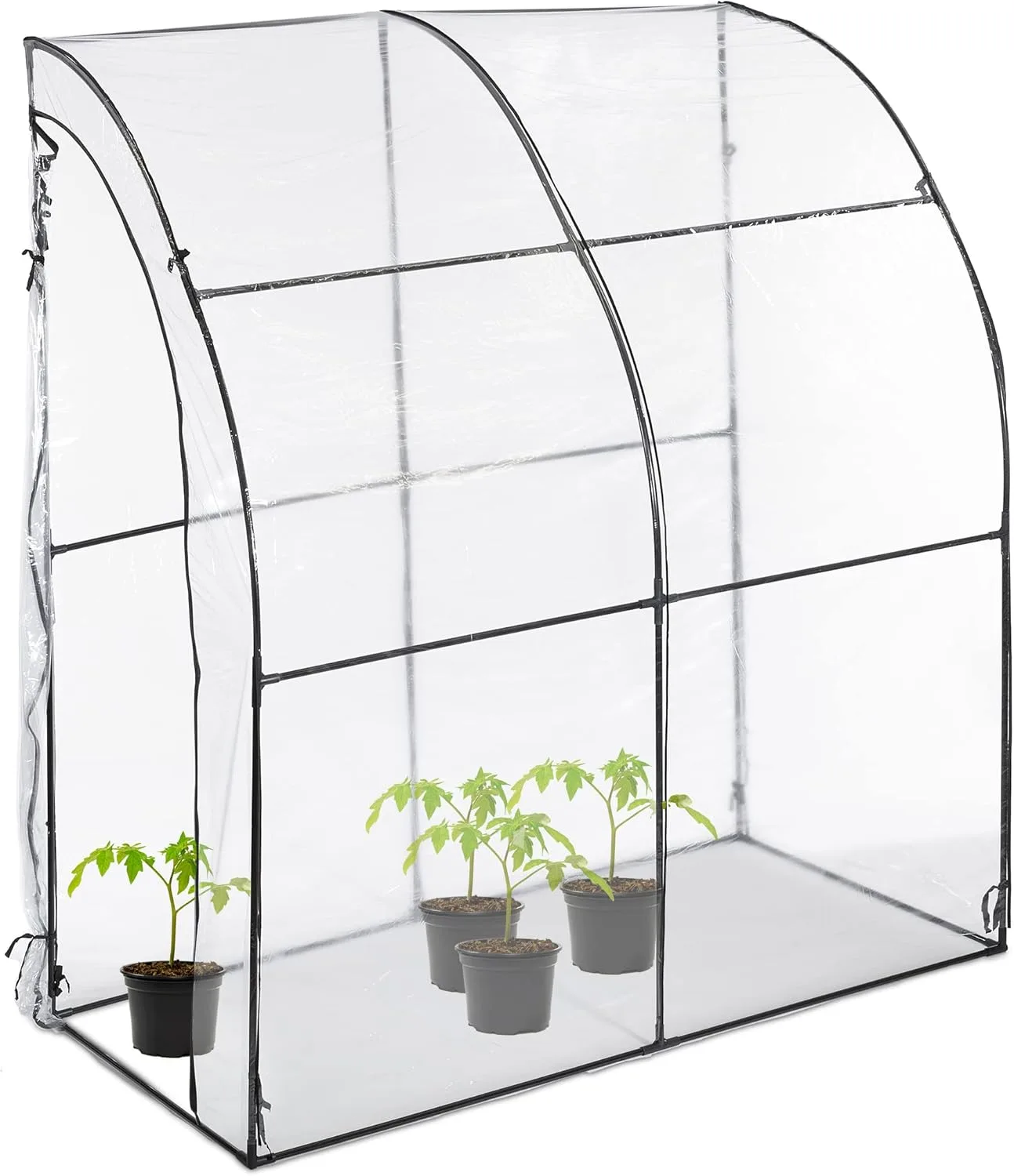 Relaxdays Tomatengewächshaus, PVC-Folie, HBT: 215 x 200 x 100 cm, begehbares Foliengewächshaus, transparent/schwarz - Bild 1