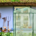 Relaxdays Foliengewächshaus, HBT: 185 x 125 x 95 cm, begehbares Anzuchthaus mit Ablage, Eisen & PE, Reißverschluss, grün - Thumbnail 2