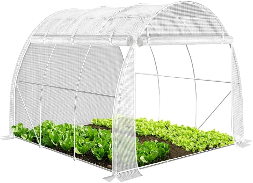 VOUNOT® Gewächshaus Foliengewächshaus, Seitenwände Aufrollbar Winterfest, Tomatenhaus Folientunnel, 3x2x2m 6m², Weiß - Bild 1