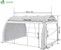 VOUNOT® Gewächshaus Foliengewächshaus, Seitenwände Aufrollbar Winterfest, Tomatenhaus Folientunnel, 3x3x2m 9m², Weiß - Thumbnail 3