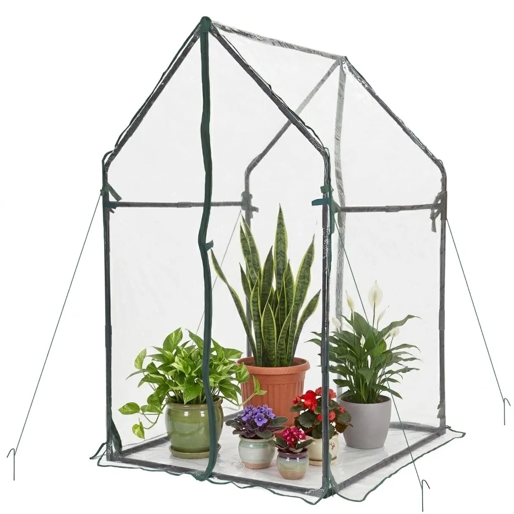 Gardzen Mini-Gewächshaus, robust, tragbar, transparentes Zelt, kleines Gewächshaus für Innen- und Außenbereich, 91,9 cm (L) x 91,9 cm (B) x 150 cm (H)