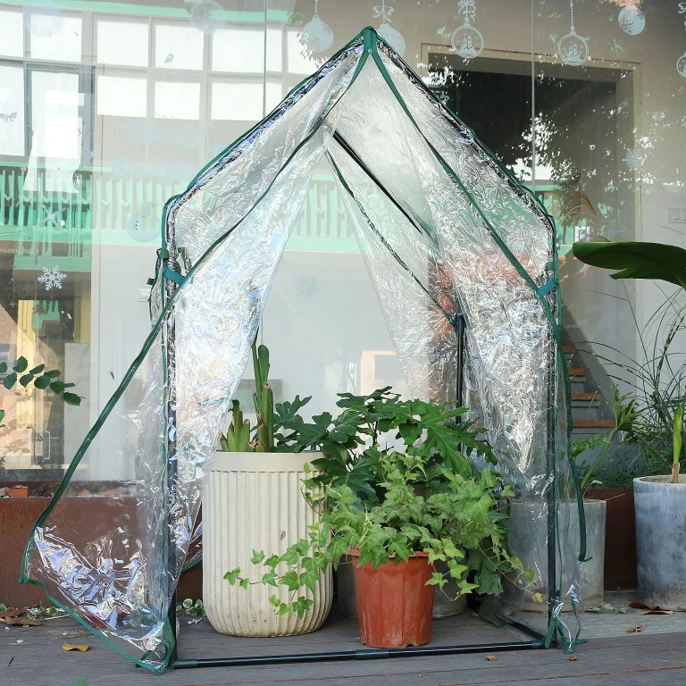 Gardzen Mini-Gewächshaus, robust, tragbar, transparentes Zelt, kleines Gewächshaus für Innen- und Außenbereich, 91,9 cm (L) x 91,9 cm (B) x 150 cm (H) – Bild 6