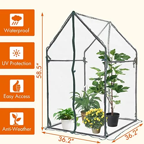 Gardzen Mini-Gewächshaus, robust, tragbar, transparentes Zelt, kleines Gewächshaus für Innen- und Außenbereich, 91,9 cm (L) x 91,9 cm (B) x 150 cm (H) – Bild 9