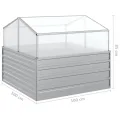 INLIFE Garten-Hochbeet mit Gewächshaus 100x100x85 cm Silber - Thumbnail 7