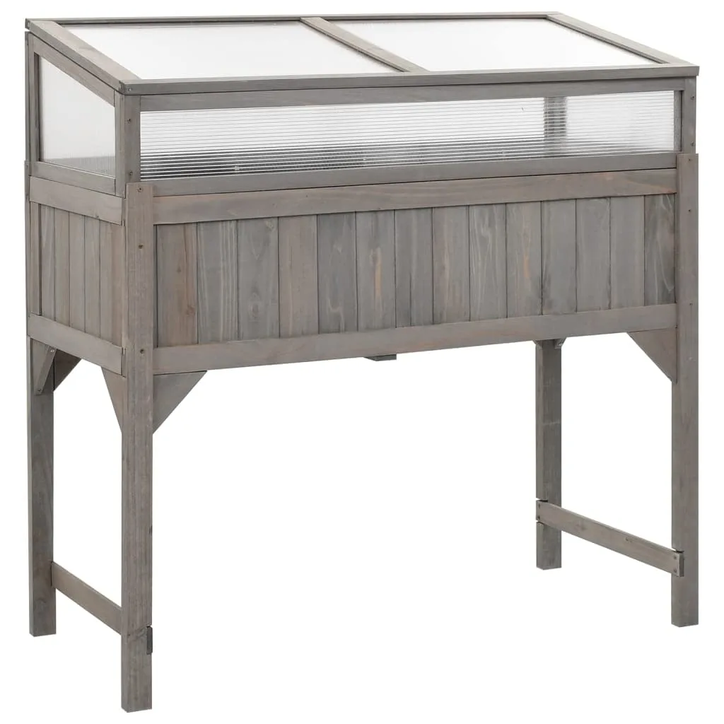 INLIFE Hochbeet mit Gewächshaus 110x54x120 cm Massivholz Tanne - Bild 1