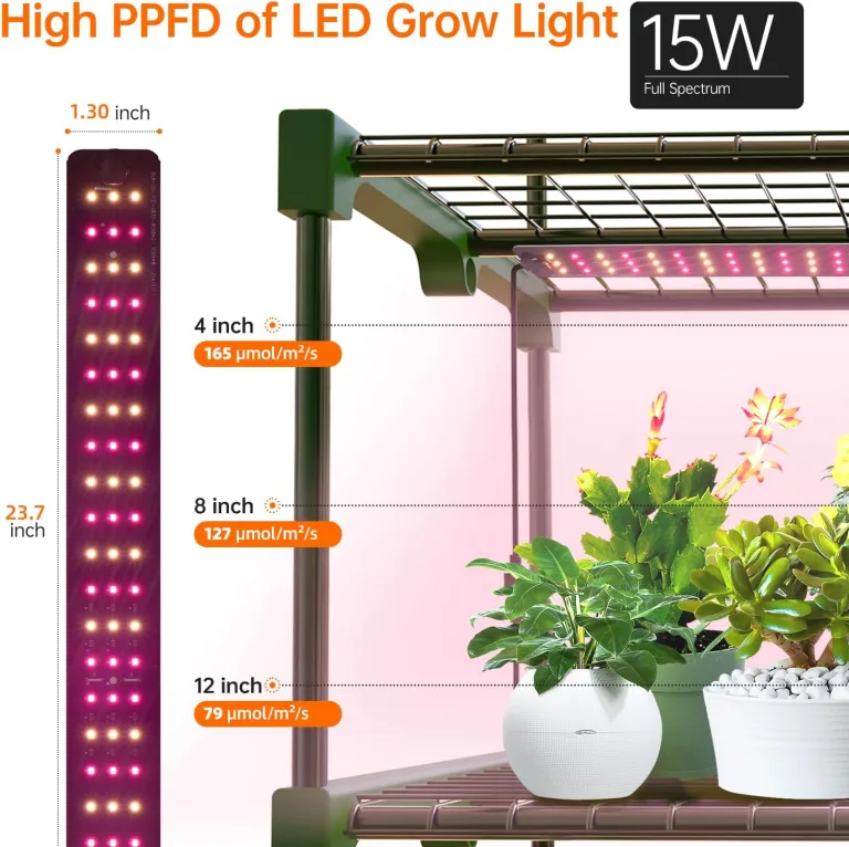 Mini-Gewächshaus mit Wachstumslicht, 4 Ebenen, dimmbar, 60 cm 15 W Pflanzenlicht für Zimmerpflanzen mit Timer von Bstrip – Bild 5