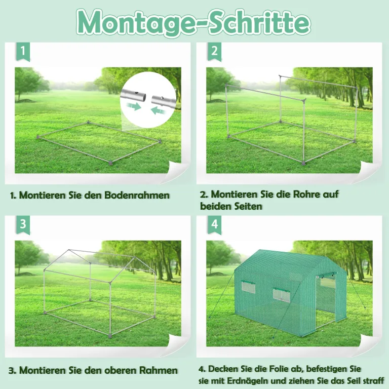 UISEBRT Gewächshaus Foliengewächshaus Winterfest Folientunnel Tomatenhaus Begehbares Treibhaus Frostschutz, 3x2x2m - 6m² – Bild 8