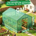 XMTECH Gewächshaus Foliengewächshaus 450x200x200cm Tomatengewächshaus für Gemüse Pflanzen, Obst, Garten, mit UV-beständige Gitternetzfolie und Fernster, Spitzdach, Grün - Thumbnail 2