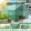 XMTECH Gewächshaus Foliengewächshaus 450x200x200cm Tomatengewächshaus für Gemüse Pflanzen, Obst, Garten, mit UV-beständige Gitternetzfolie und Fernster, Spitzdach, Grün - Thumbnail 3
