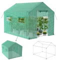 XMTECH Gewächshaus Foliengewächshaus 450x200x200cm Tomatengewächshaus für Gemüse Pflanzen, Obst, Garten, mit UV-beständige Gitternetzfolie und Fernster, Spitzdach, Grün - Thumbnail 10