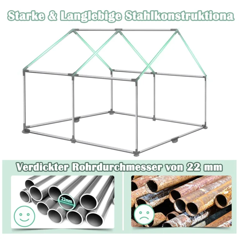 NAIZY Gewächshaus 3x2x2m 6㎡ Gewächshause HDPE+LDPE+Verzinktes Rohr Greenhouse mit Fenster Tomatenhaus Winterfest UV-Schutz für Garten Pflanze, Grün – Bild 6