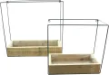 FRANK FLECHTWAREN Wandpflanzer Modern Look, 2er Set, recyceltes Holz, Mattschwarz lackiertes Metall, ausgeschlagen mit Folie, Maße: 31 x 13 x 30 cm, 36 x 13 x 36 cm - Thumbnail 1