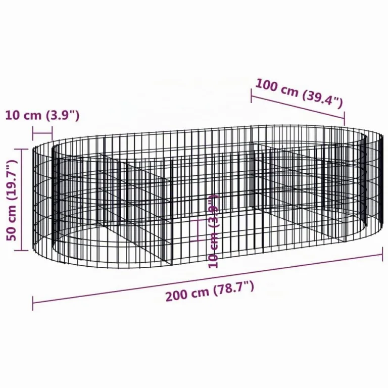 vidaXL Gabionen Hochbeet Steinkorb Pflanzkorb Gabionenkorb Pflanzkasten Pflanzkübel Pflanzbeet Garten Verzinktes Eisen 200x100x50 cm – Bild 3