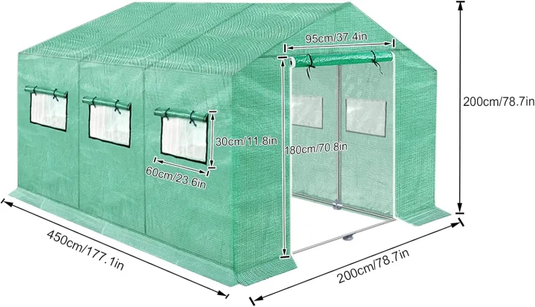 Gartengewächshäuser Gewächshaus Tomatenhaus Foliengewächshaus Folientunnel Treibhaus Folienzelt Frühbeet Gemüse Pflanzenhaus Gartenhaus mit Fenster für Garten Pflanze Grün 4,5x2x2m 9m² – Bild 2
