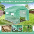 Gartengewächshäuser Gewächshaus Tomatenhaus Foliengewächshaus Folientunnel Treibhaus Folienzelt Frühbeet Gemüse Pflanzenhaus Gartenhaus mit Fenster für Garten Pflanze Grün 4,5x2x2m 9m² - Thumbnail 8