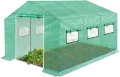 Gartengewächshäuser Gewächshaus Tomatenhaus Foliengewächshaus Folientunnel Treibhaus Folienzelt Frühbeet Gemüse Pflanzenhaus Gartenhaus mit Fenster für Garten Pflanze Grün 4,5x2x2m 9m² - Thumbnail 1
