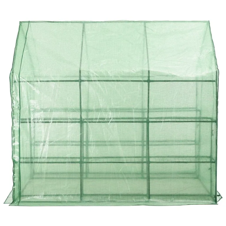INLIFE Begehbares Gewächshaus mit 12 Regalen Stahl 143 x 214 x 196 cm – Bild 3