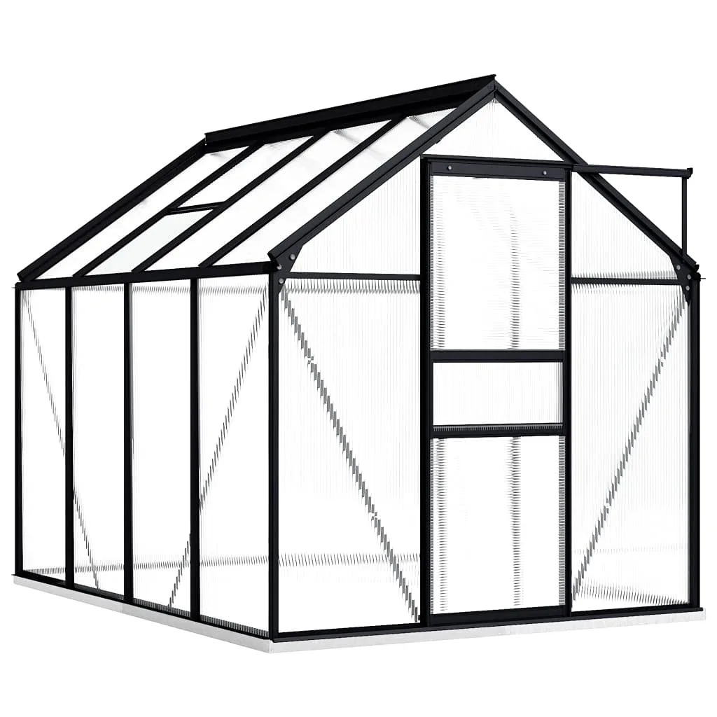 INLIFE Gewächshaus mit Fundamentrahmen Anthrazit Aluminium 4,75 m³