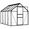 INLIFE Gewächshaus mit Fundamentrahmen Anthrazit Aluminium 4,75 m³ - Thumbnail 5
