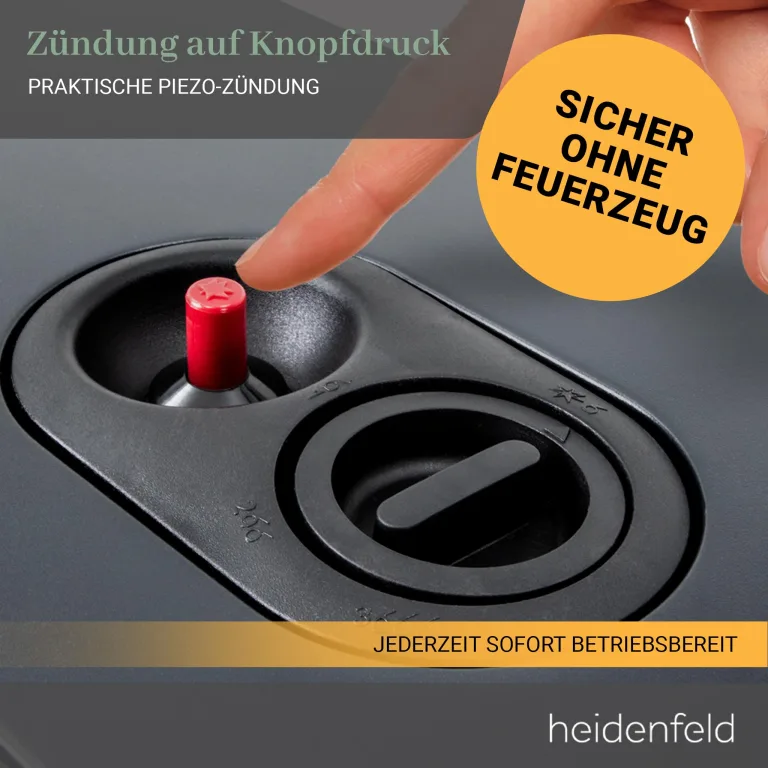 Heidenfeld Gasheizung Inferno GH100 | ???? ???????????????????? ???????????????????????????????? - 4200 Watt - Heizstrahler - Gasheizung für Innenräume - Gasofen - Gasheizer - Gasflaschen bis 15 Kg - Gasschlauch (Schwarz) – Bild 4