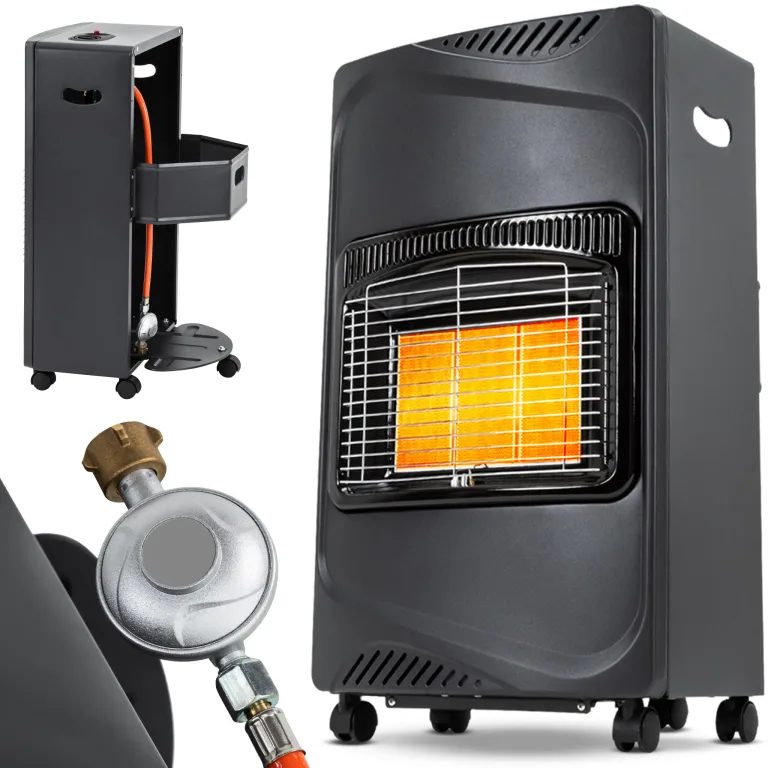 Heidenfeld Gasheizung Inferno GH100 | ???? ???????????????????? ???????????????????????????????? - 4200 Watt - Heizstrahler - Gasheizung für Innenräume - Gasofen - Gasheizer - Gasflaschen bis 15 Kg - Gasschlauch (Schwarz) – Bild 1